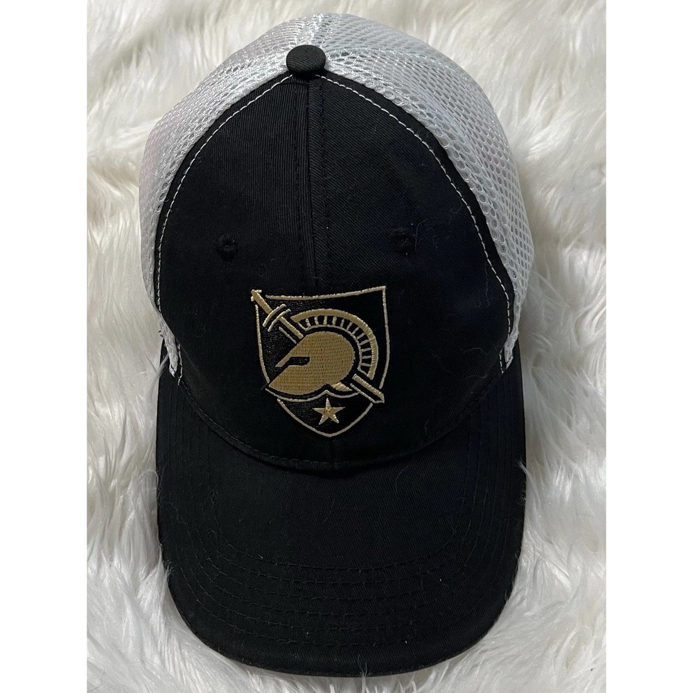 Black White Mesh Military Army Emblem Cap Adjustable Sizing Duty Honor Country